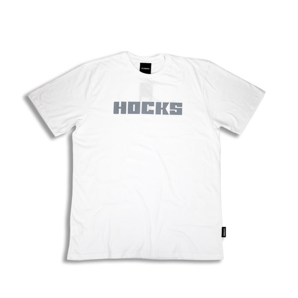 Camiseta Hocks Skate Logo Lettering Branca Cinza